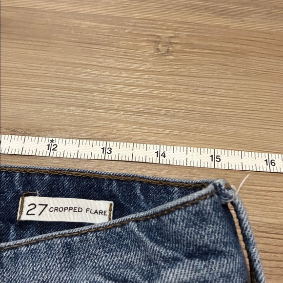 Banana republic premium denim cropped flare jeans women’s 27 Medium wash Raw ham - Picture 5 of 10